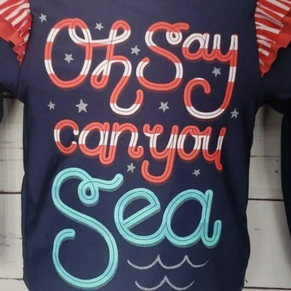 Cat and Jack Nautical Oh Say Can See Long Sleeve Swim Shirt 5T‎
